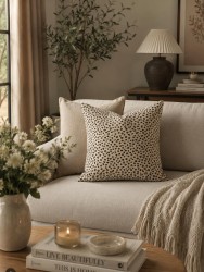 Kahve Leopar Pamuk 45x45 Kırlent Kılıfı - 3