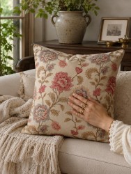 Pembe Desen Pamuk 45x45 Kırlent Kılıfı - 4