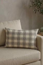Siyah Ekose Pamuk 30x50 Kırlent Kılıfı - 5