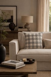 Siyah Ekose Pamuk 45x45 Kırlent Kılıfı - 5