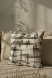 Siyah Ekose Pamuk 45x45 Kırlent Kılıfı - 6
