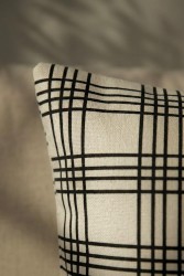 Siyah Ekose Pamuk 45x45 Kırlent Kılıfı - 7