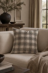 Siyah Ekose Pamuk 45x45 Kırlent Kılıfı - 8
