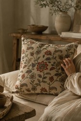 Su Yeşili Pamuk 45x45 Kırlent Kılıfı - 2