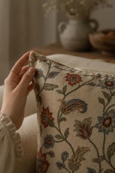 Su Yeşili Pamuk 45x45 Kırlent Kılıfı - 4