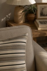Yeşil Şeritler Pamuk 45x45 Kırlent Kılıfı - 3