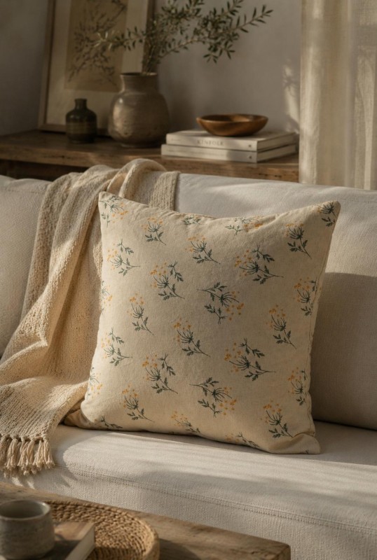 Dal Desen Pamuk 45x45 Kırlent Kılıfı