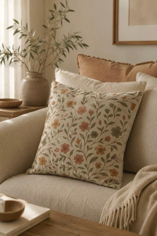 Kır Çiçeği Pamuk 45x45 Kırlent Kılıfı