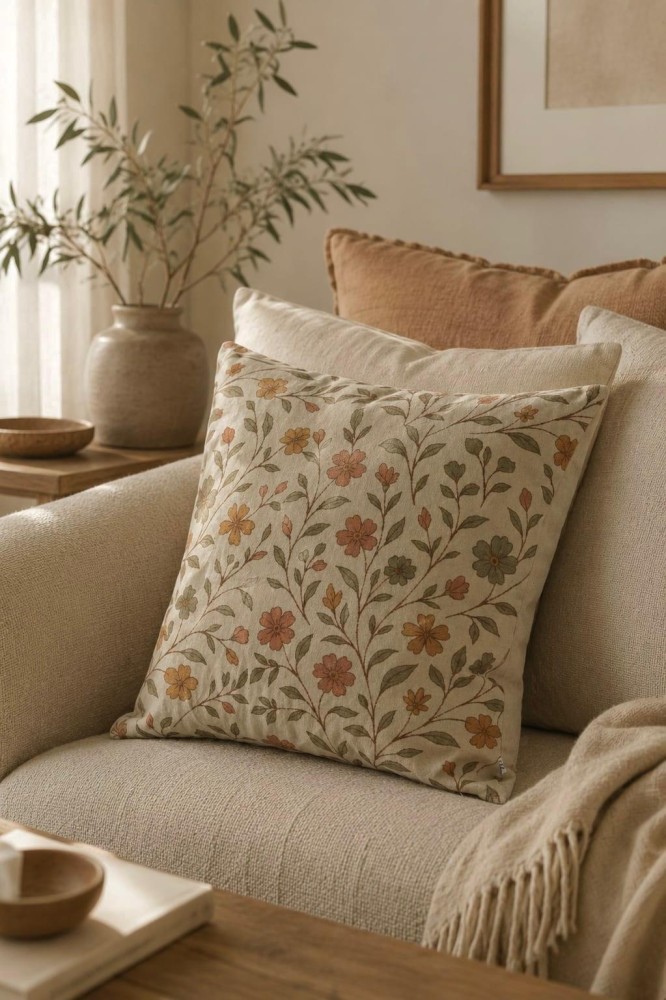 Kır Çiçeği Pamuk 45x45 Kırlent Kılıfı